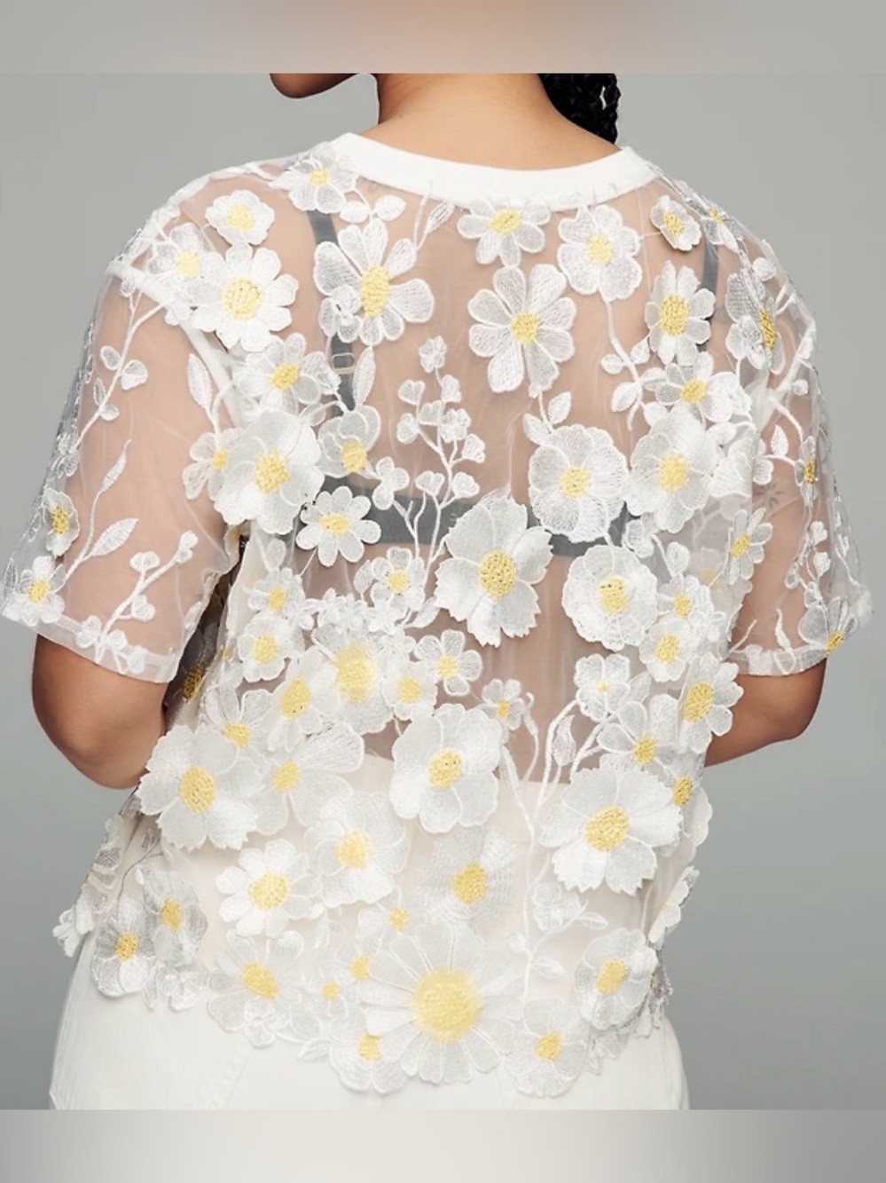 Anthropologie Dolman Left Coast Sheer Flower Appliqué tee 🌼 - Picture 2 of 8